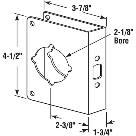 Prime-Line 1-3/4 in. x 4-1/2 in. Thick Solid Brass Lock and Door Reinforcer U 9590